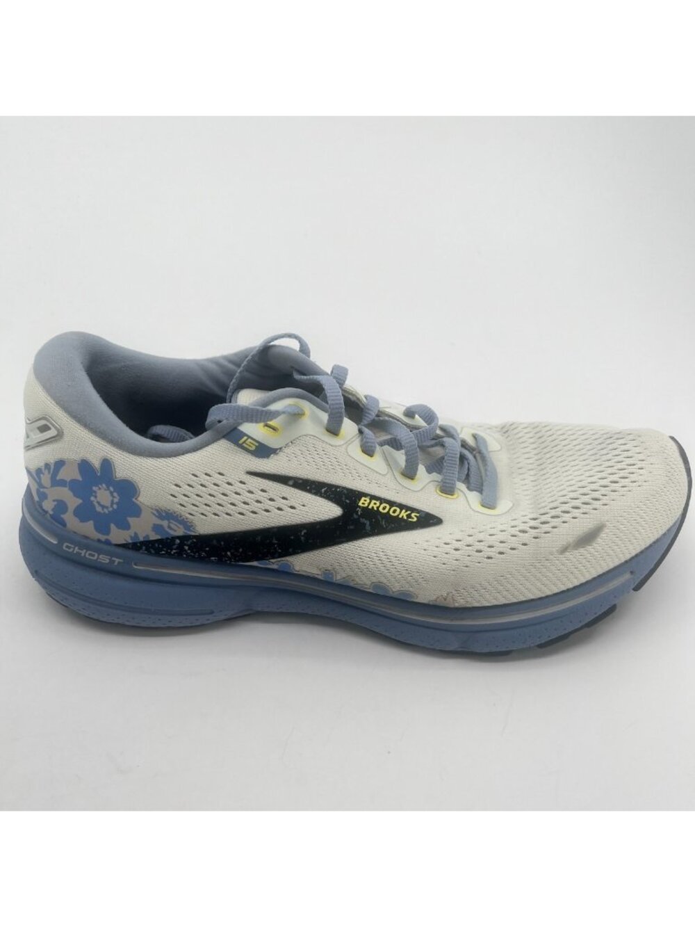Brooks Ghost 15 Womens Size 10.5 White Blue Athletic Running Shoes Sneakers